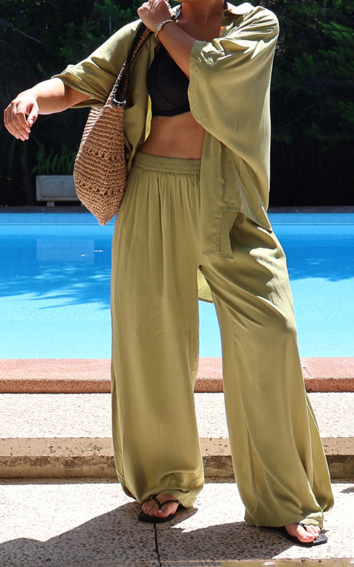 Kennedy Wide Leg Trouser | Green