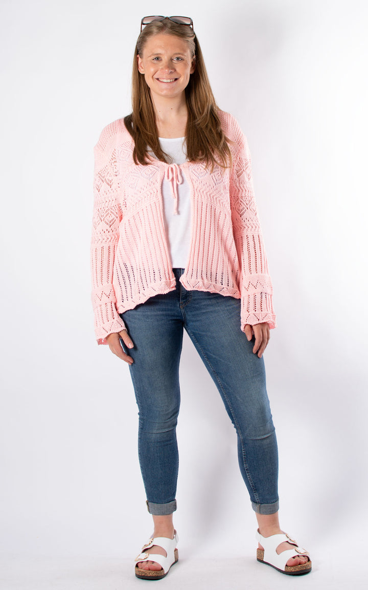 Abbey Crochet Cardigan | Baby Pink