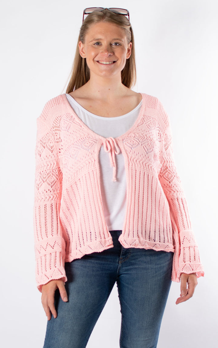 Abbey Crochet Cardigan | Baby Pink