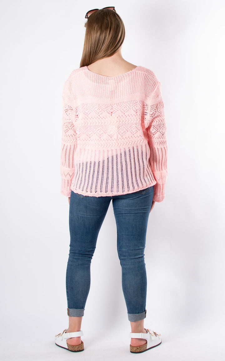 Abbey Crochet Cardigan | Baby Pink