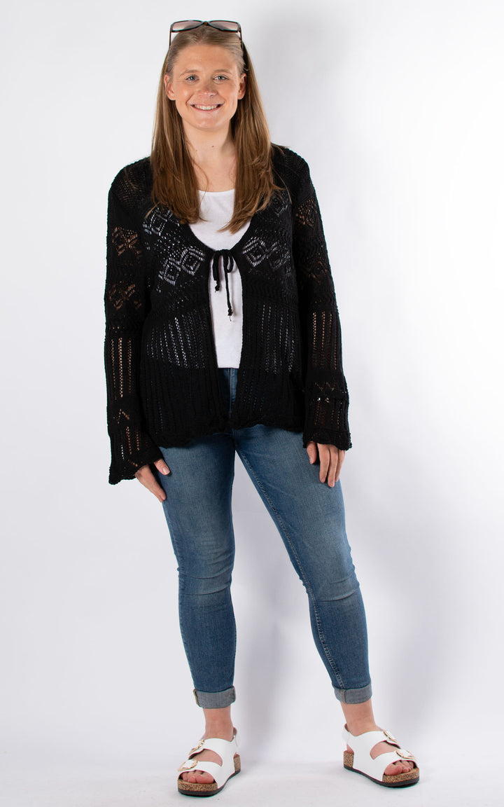 Abbey Crochet Cardigan | Black