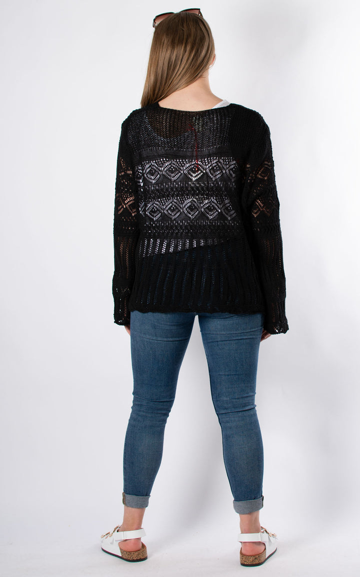 Abbey Crochet Cardigan | Black