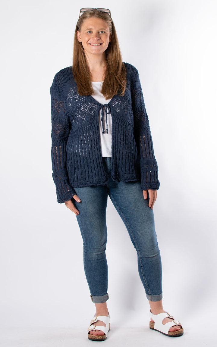Abbey Crochet Cardigan | Navy