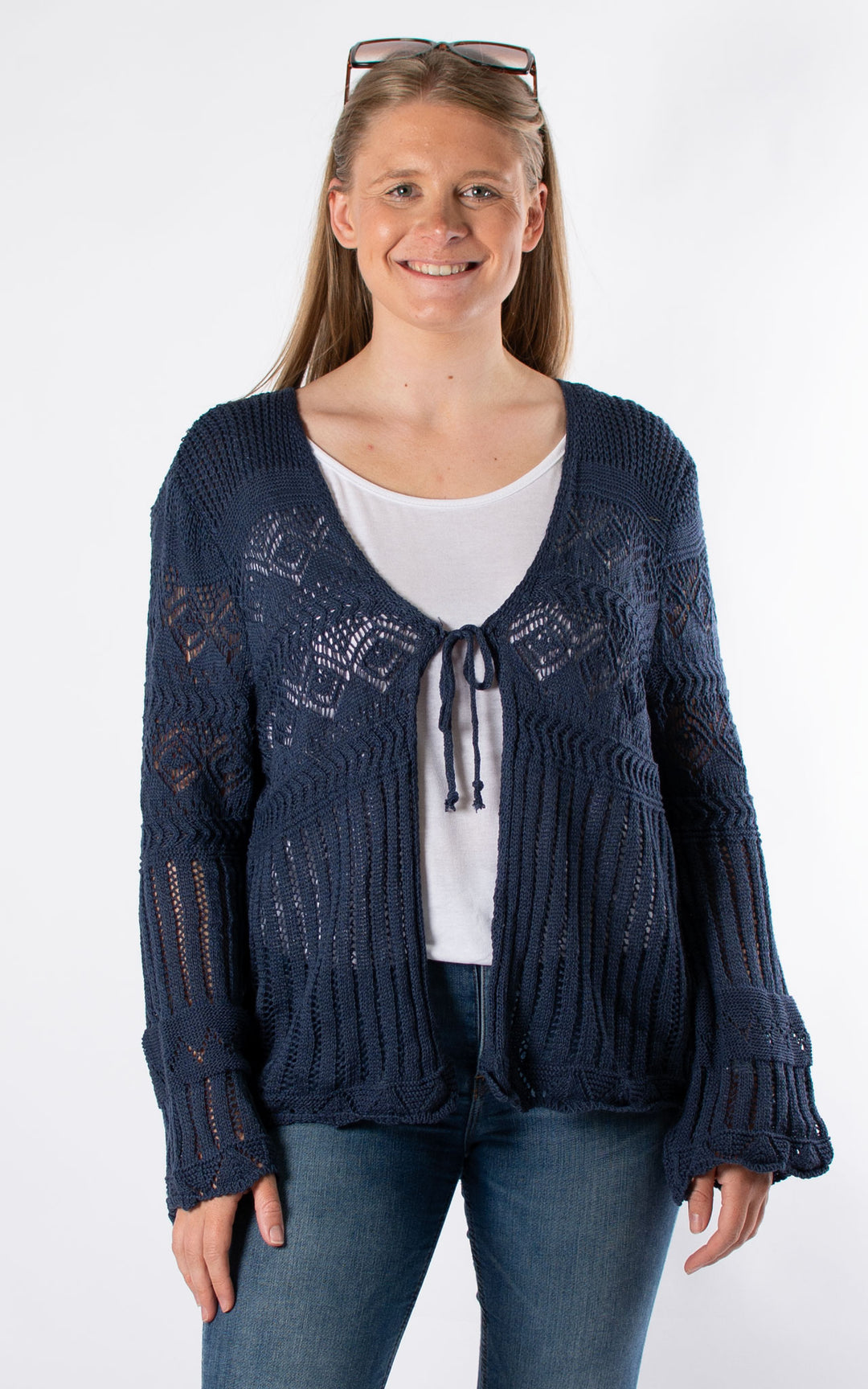 Abbey Crochet Cardigan | Navy