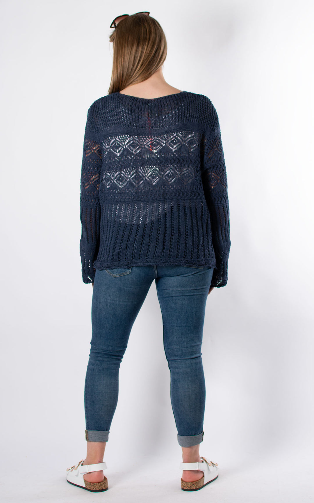 Abbey Crochet Cardigan | Navy