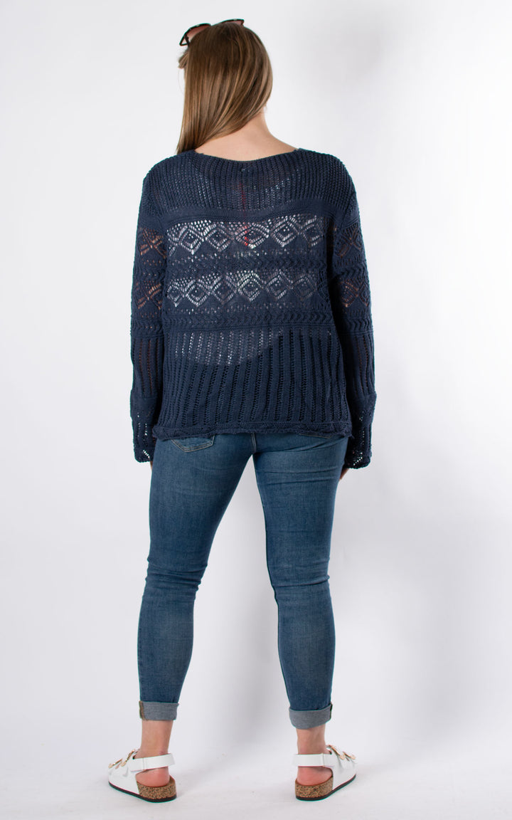 Abbey Crochet Cardigan | Navy