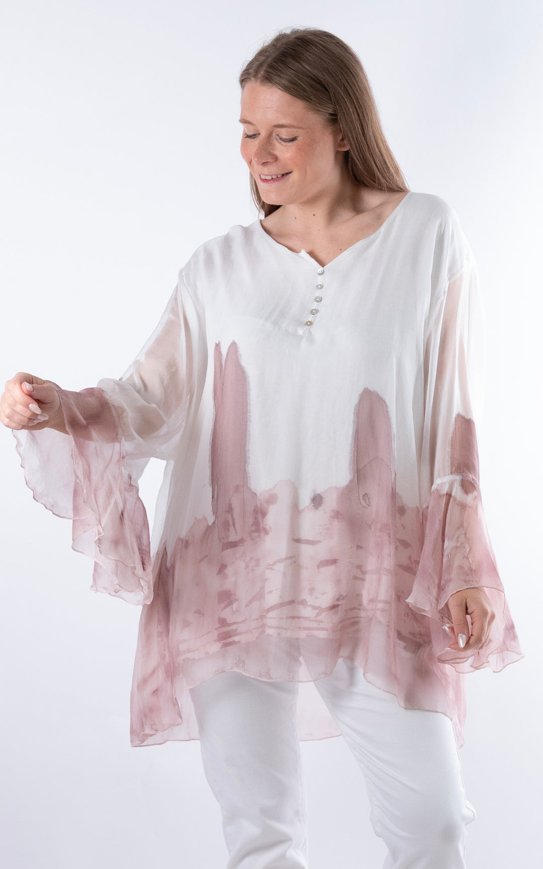 Ada Flared Button Top  | Dusky Pink