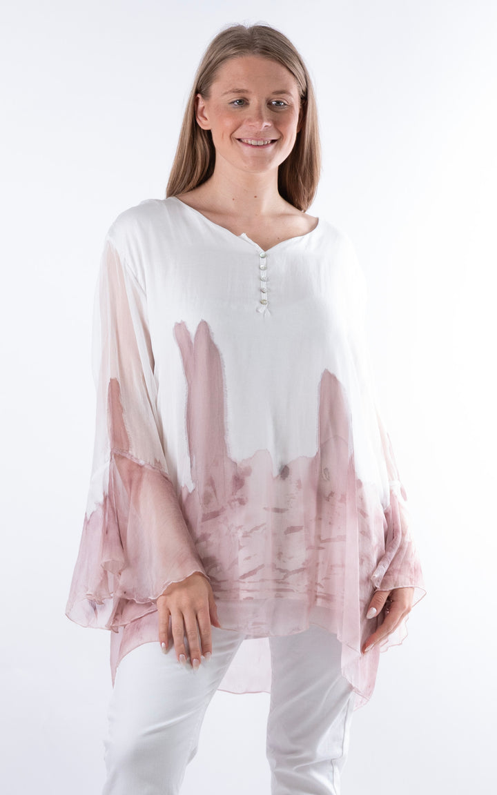 Ada Flared Button Top  | Dusky Pink