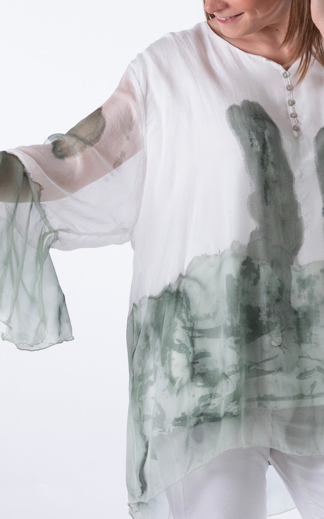 Ada Flared Button Top  | Mint