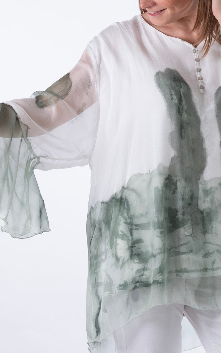 Ada Flared Button Top  | Mint