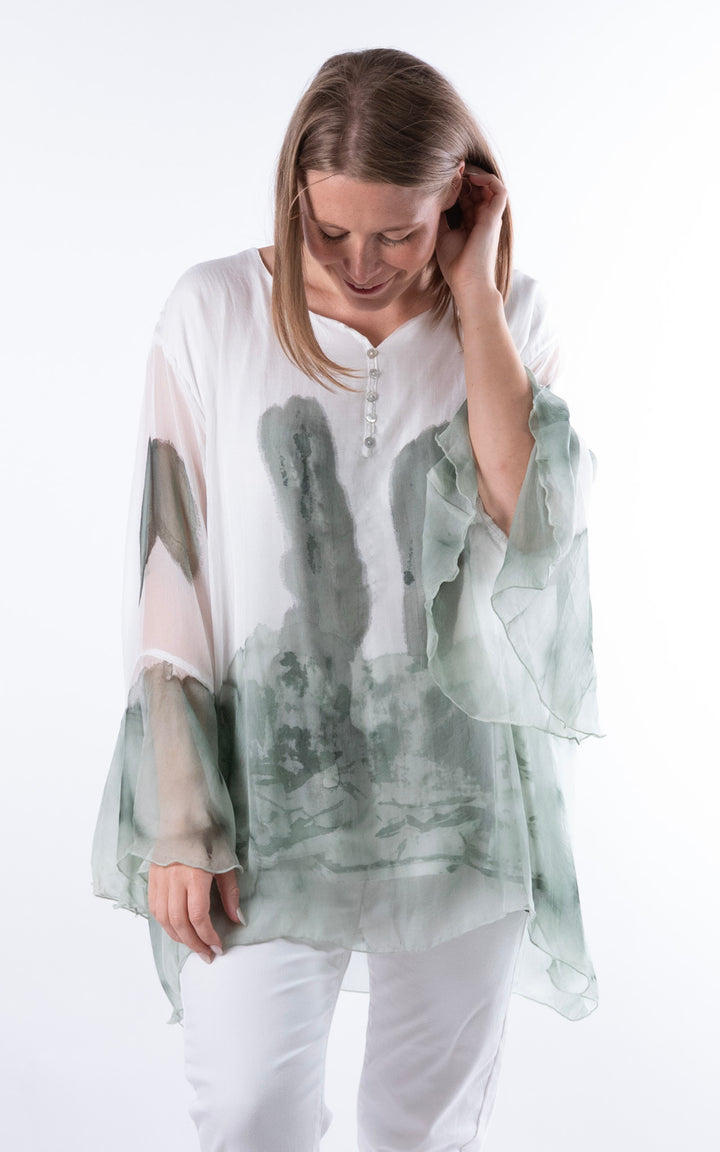 Ada Flared Button Top  | Mint