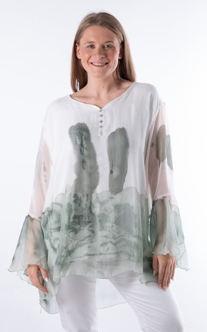 Ada Flared Button Top  | Mint