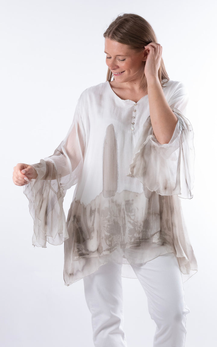 Ada Flared Button Top  | Mocha