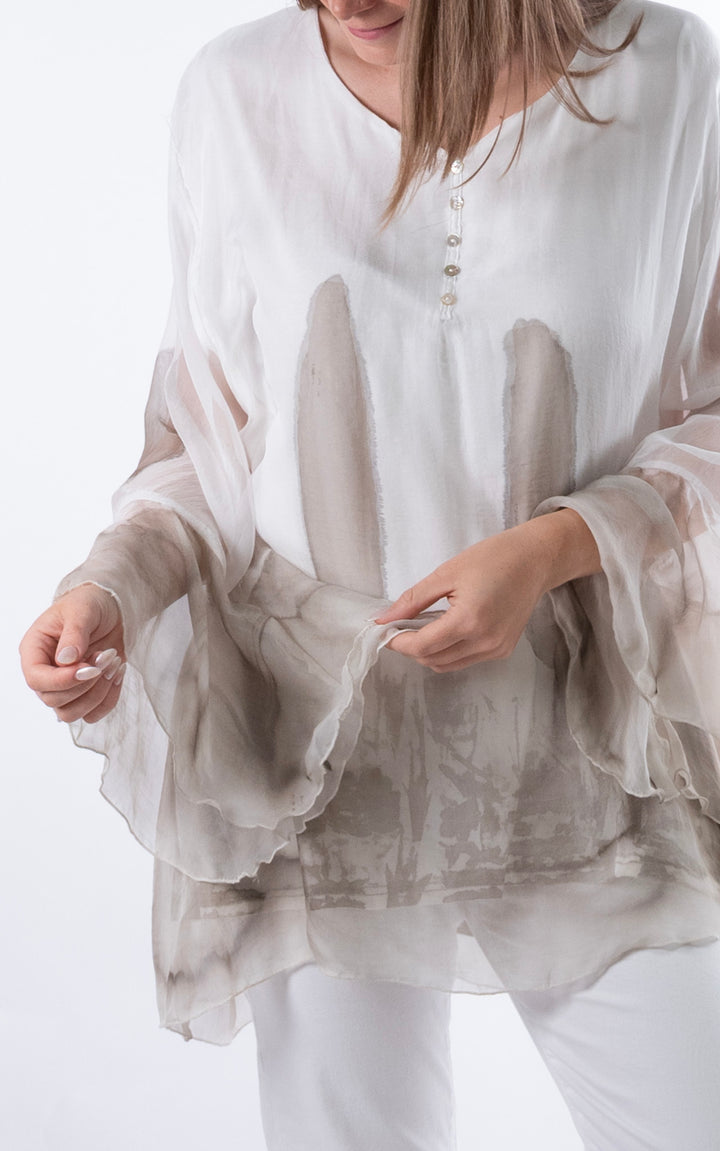 Ada Flared Button Top  | Mocha
