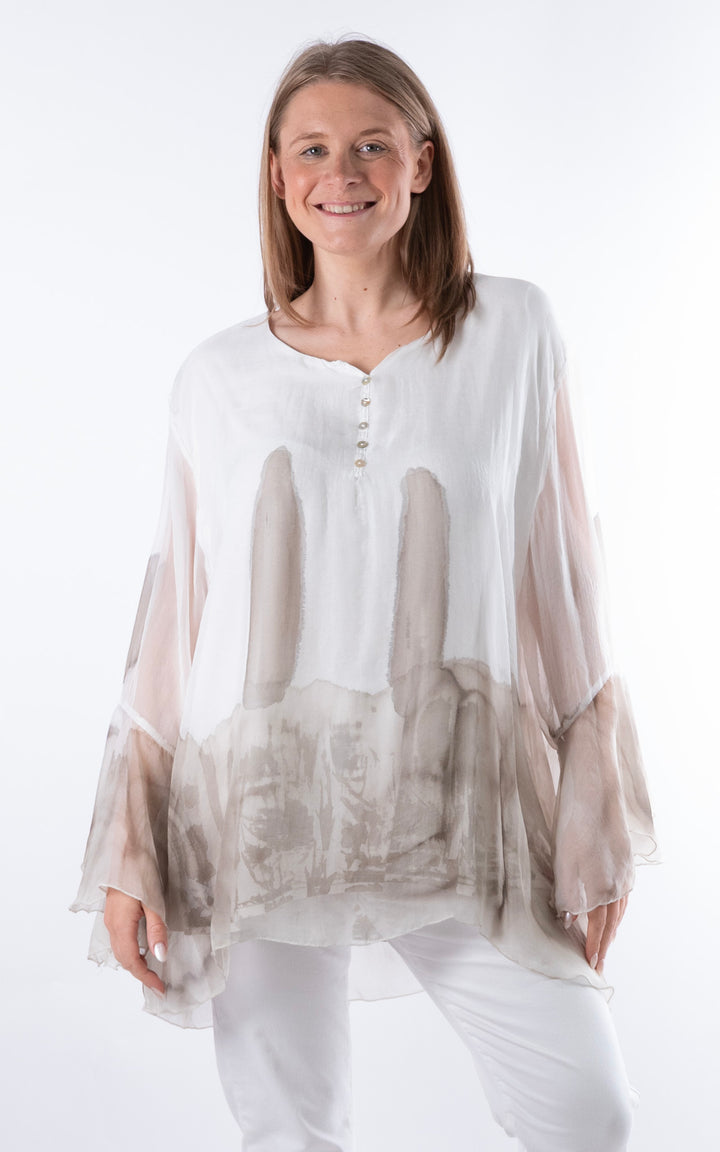 Ada Flared Button Top  | Mocha