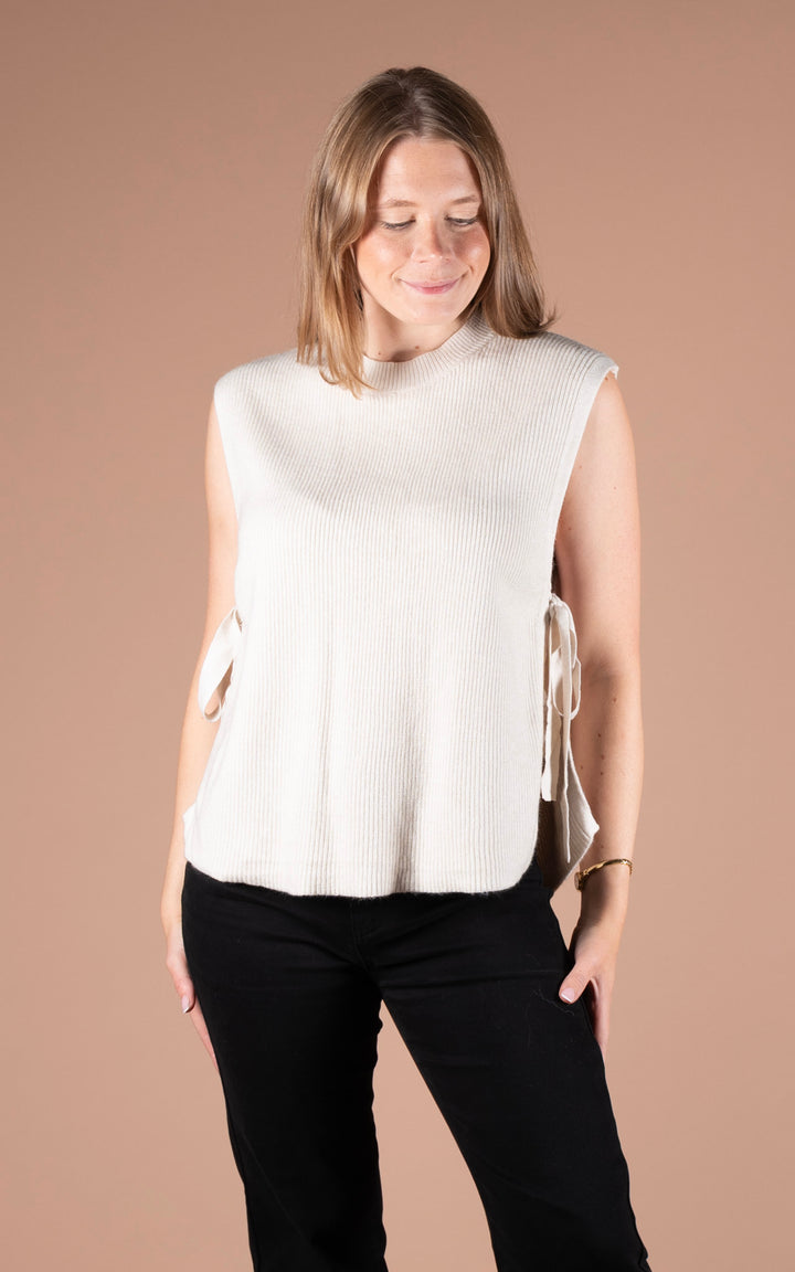 Alba Side Tie Vest | Beige