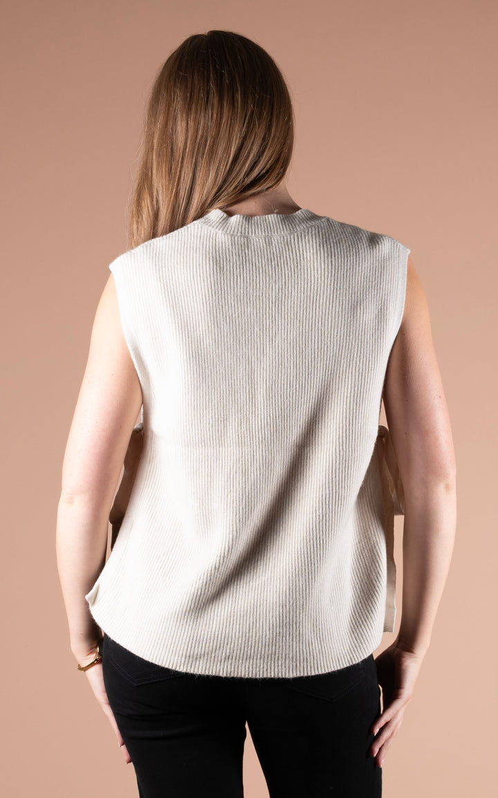 Alba Side Tie Vest | Beige