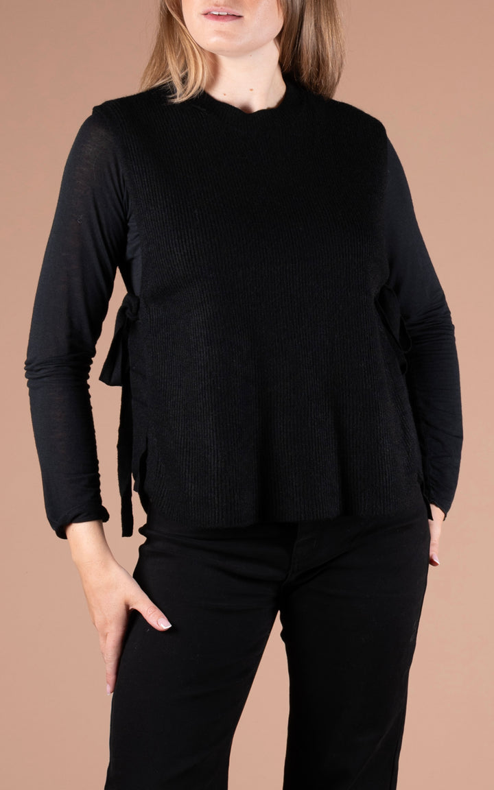Alba Side Tie Vest | Black