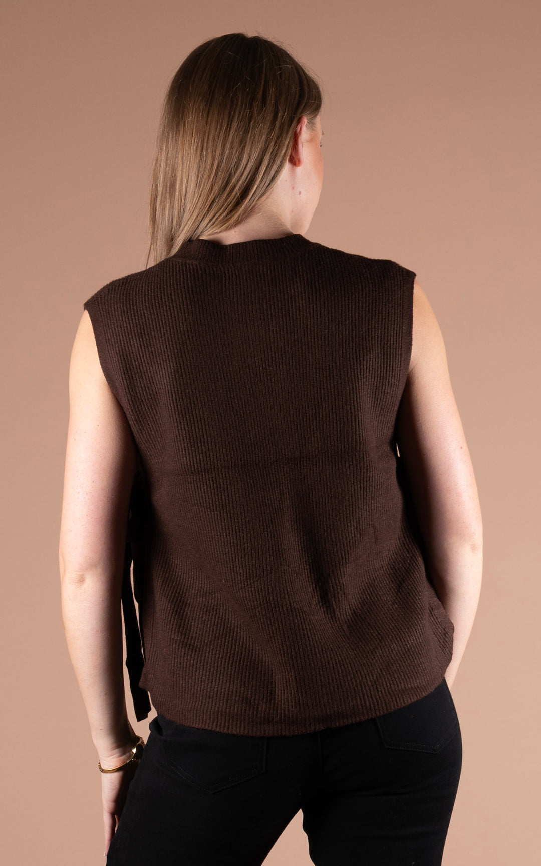Alba Side Tie Vest | Chocolate