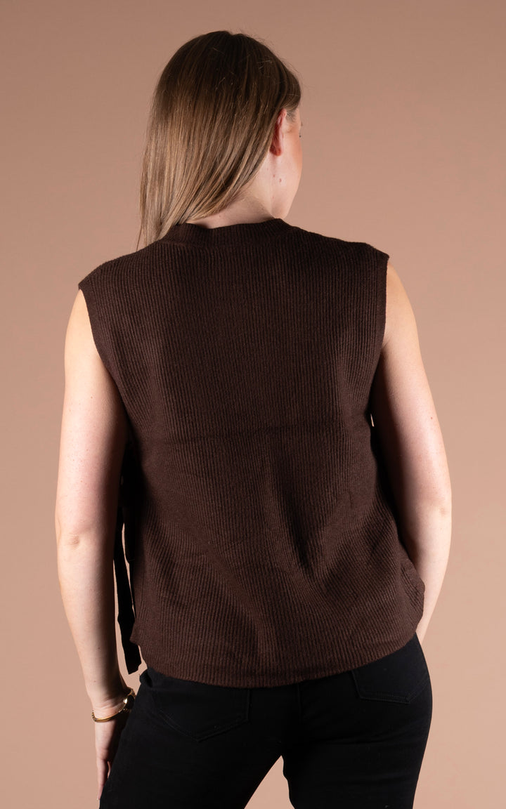 Alba Side Tie Vest | Chocolate
