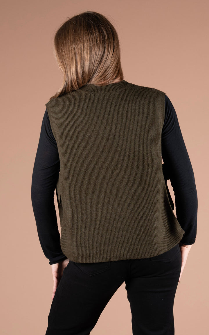 Alba Side Tie Vest | Khaki