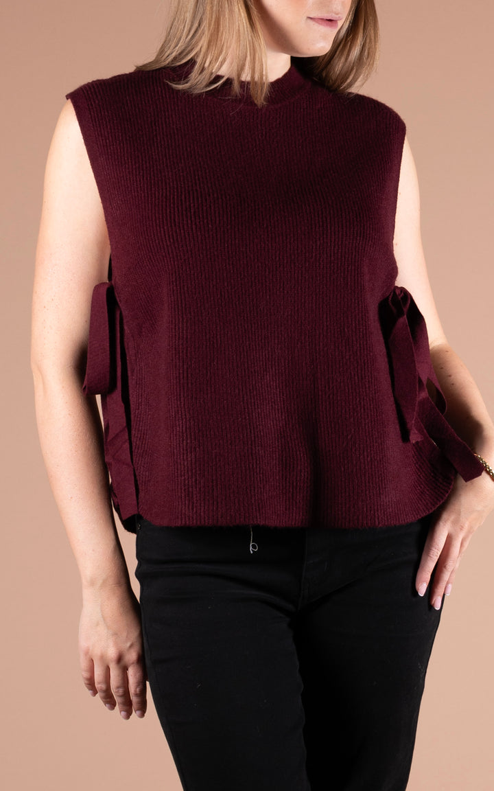 Alba Side Tie Vest | Plum
