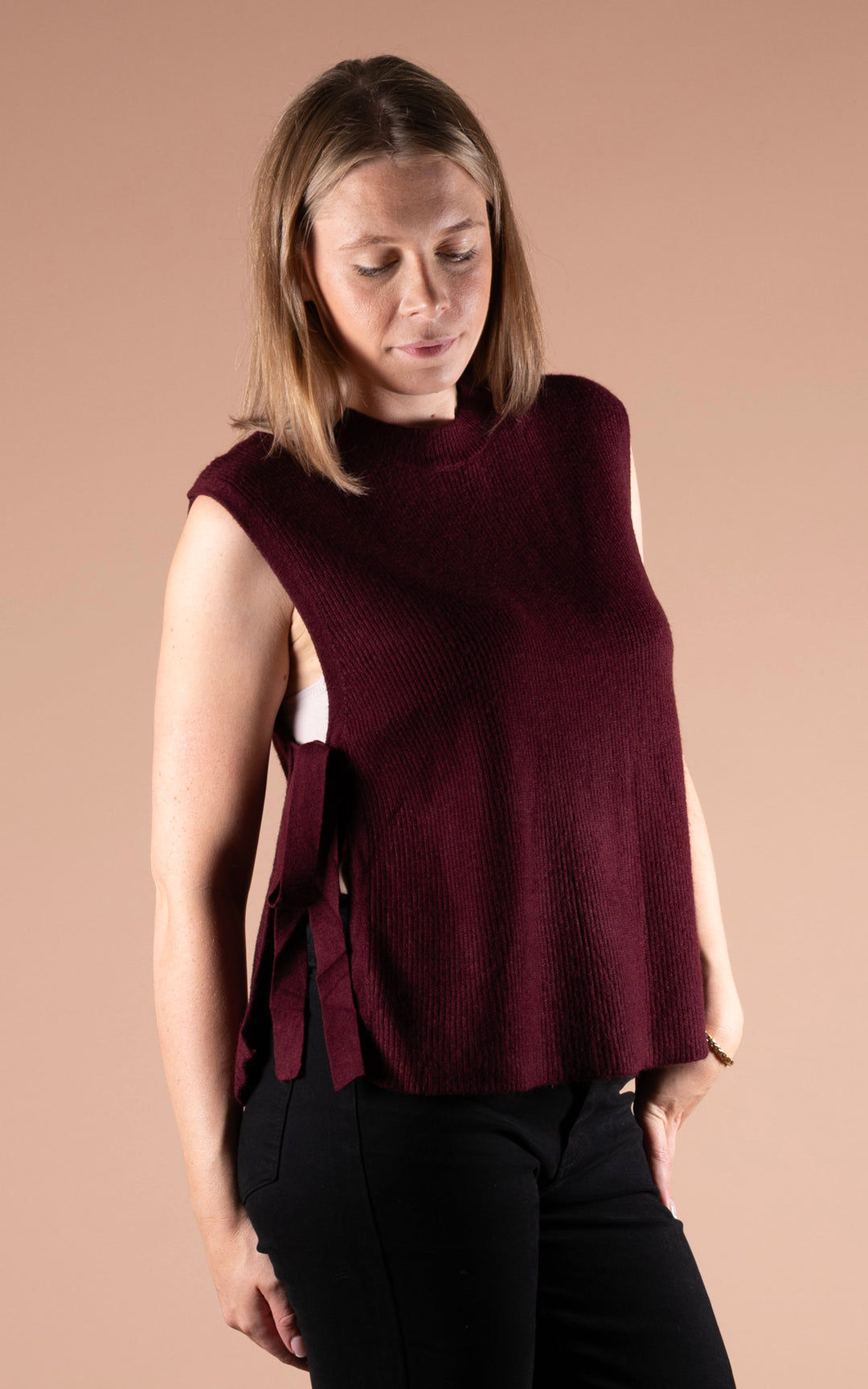 Alba Side Tie Vest | Plum