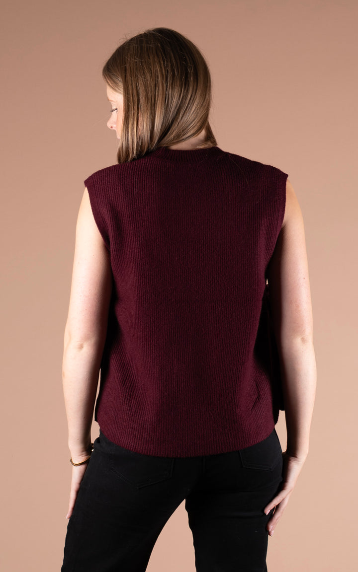 Alba Side Tie Vest | Plum