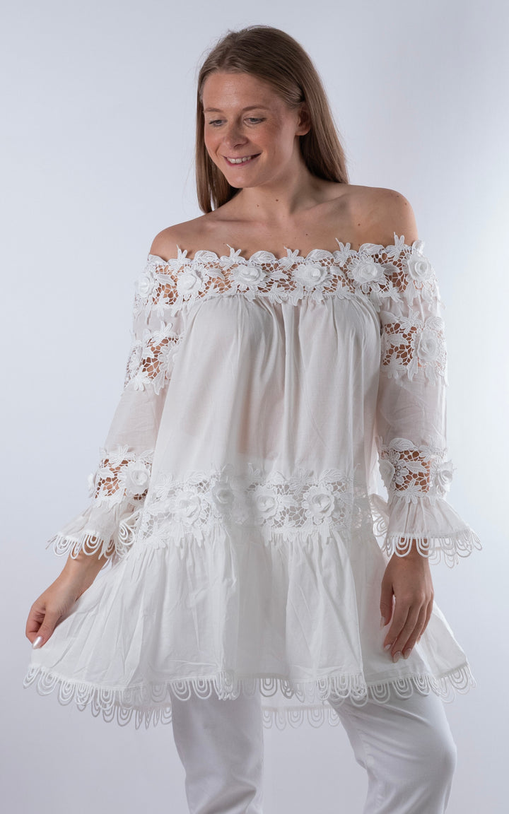 Alicia Floral Tunic | White
