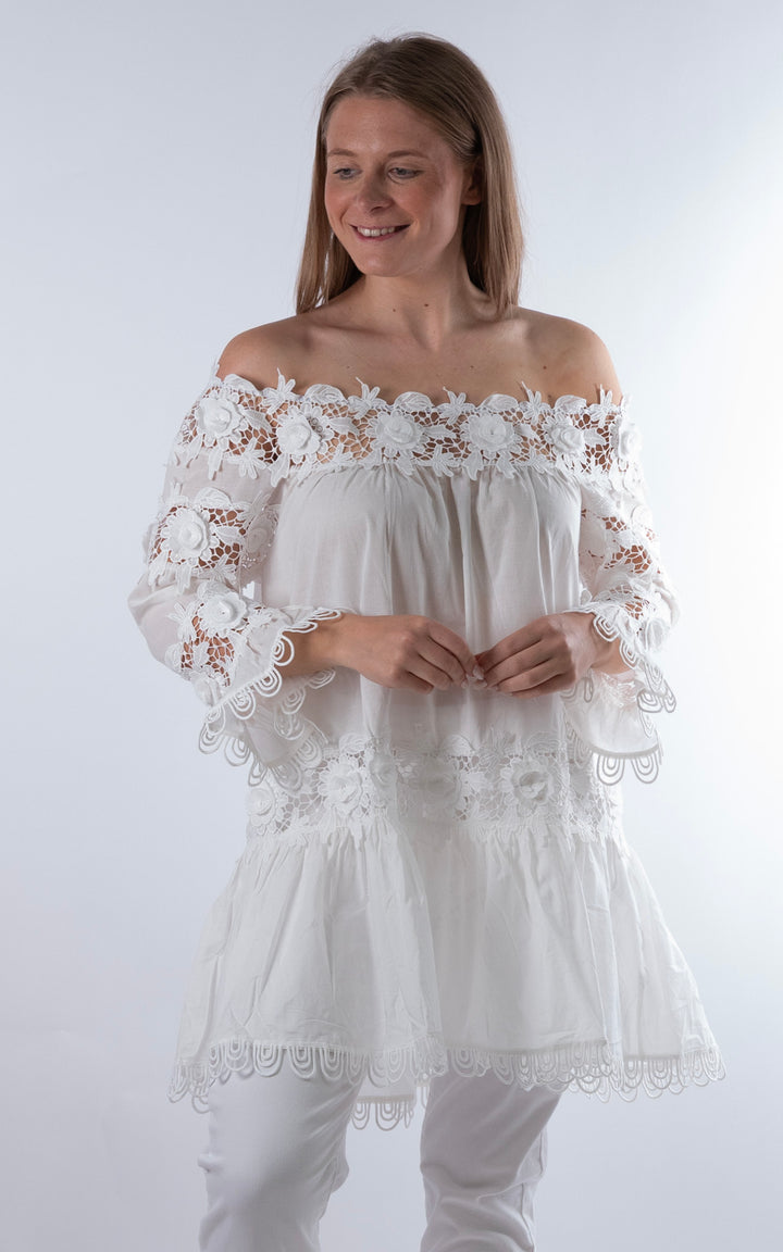 Alicia Floral Tunic | White