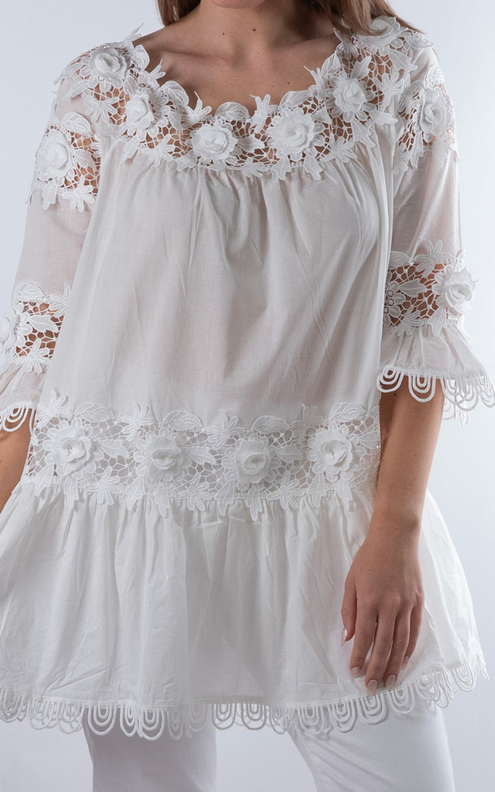 Alicia Floral Tunic | White