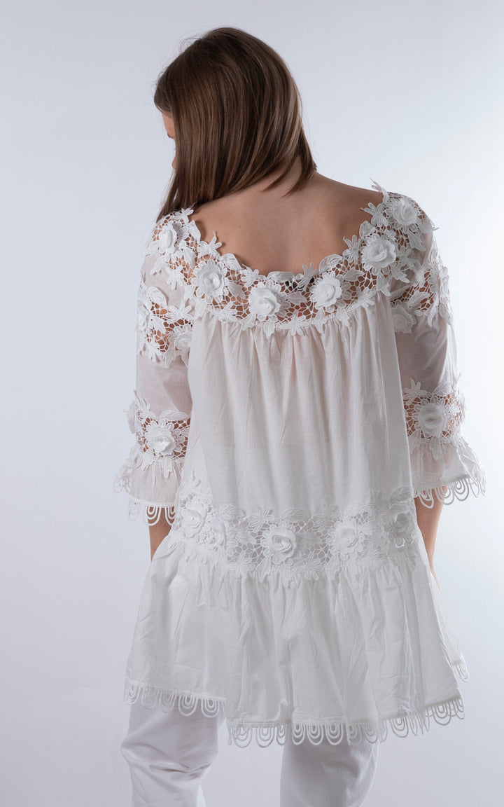 Alicia Floral Tunic | White