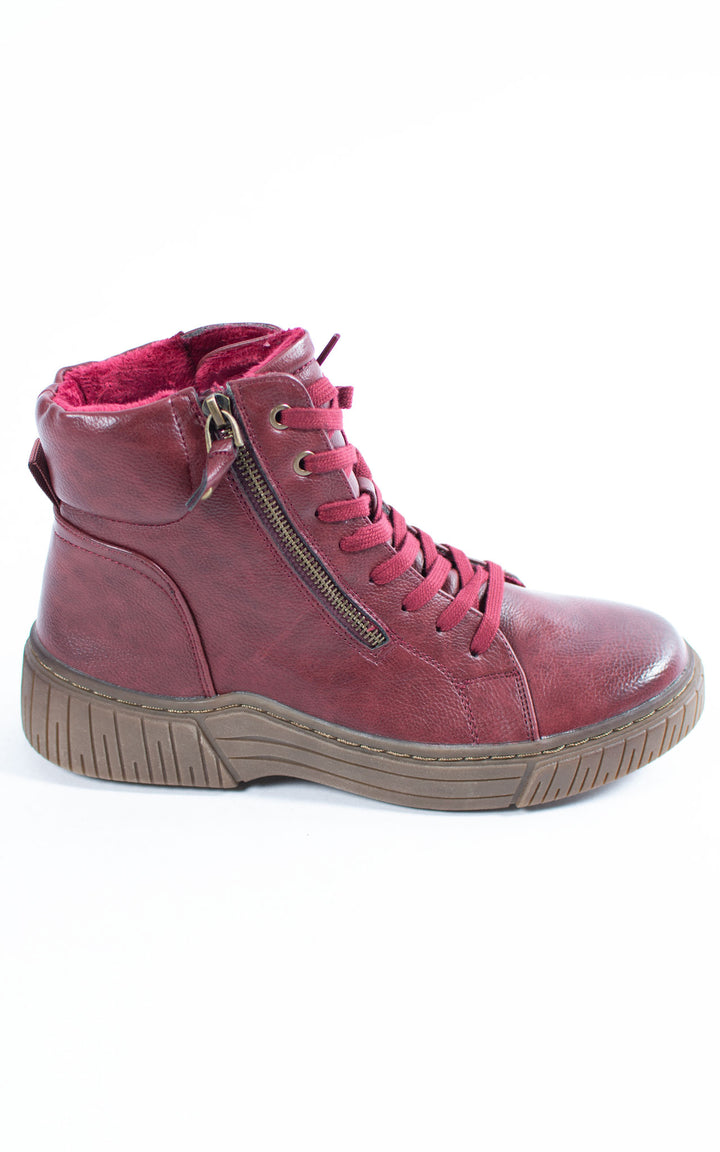 Ally Lace Up Ankle Boots | Burgundy