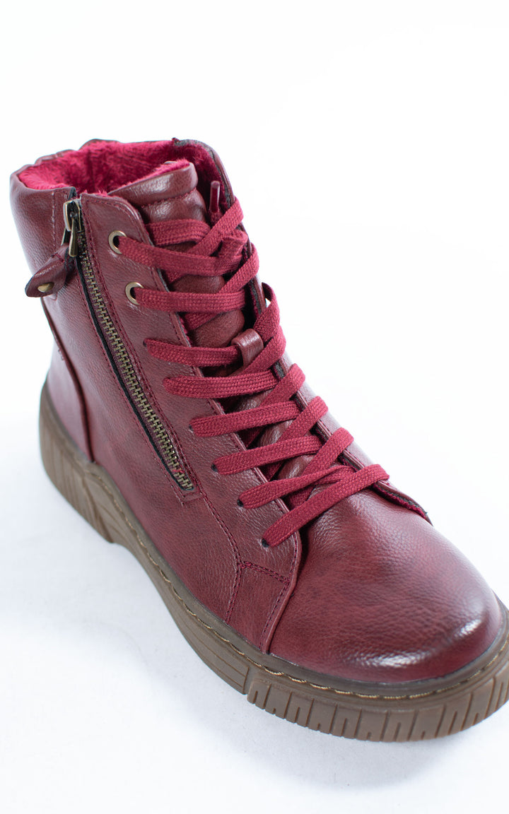 Ally Lace Up Ankle Boots | Burgundy