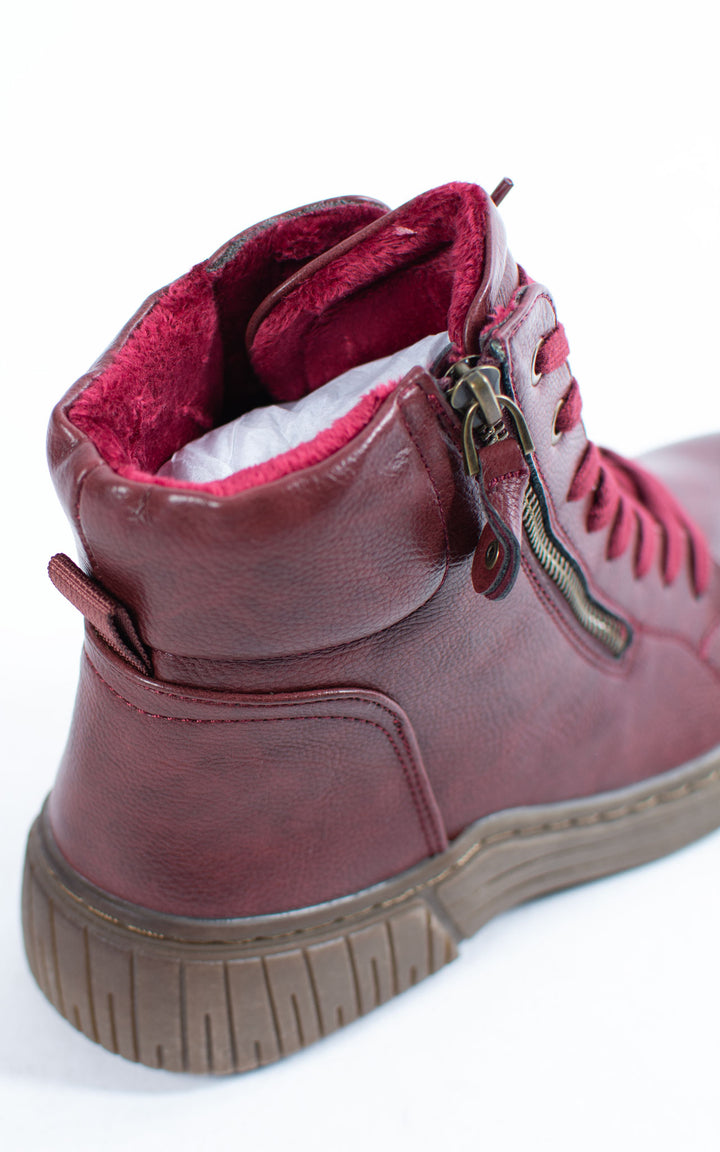Ally Lace Up Ankle Boots | Burgundy