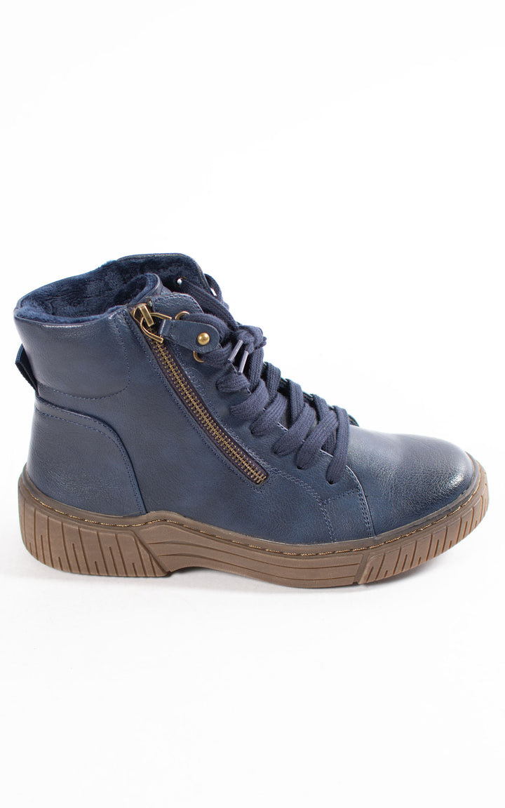 Ally Lace Up Ankle Boots | Navy