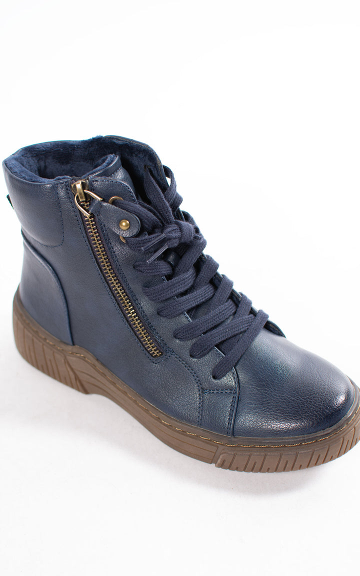 Ally Lace Up Ankle Boots | Navy