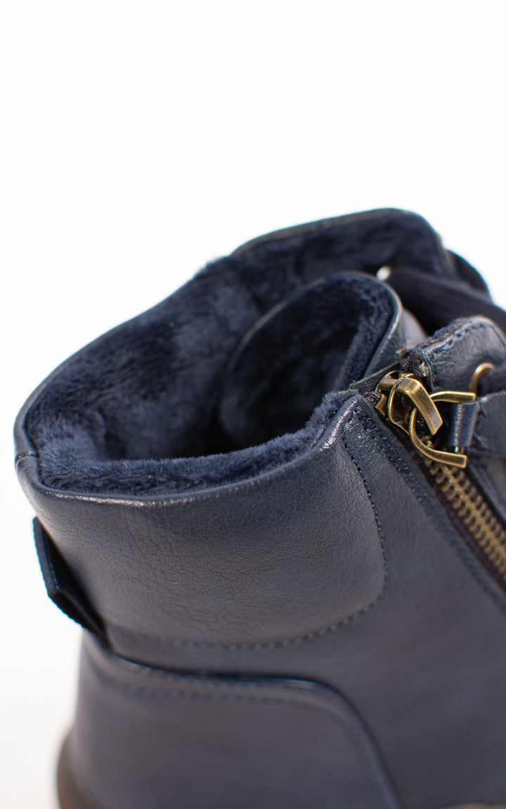 Ally Lace Up Ankle Boots | Navy