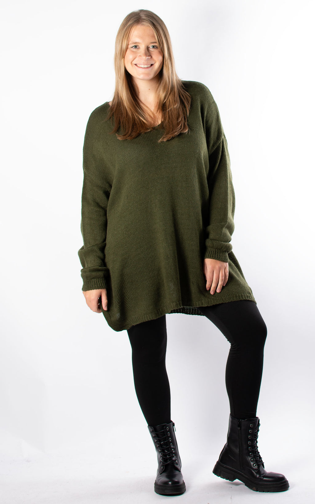 Ally V-neck Knit | Khaki