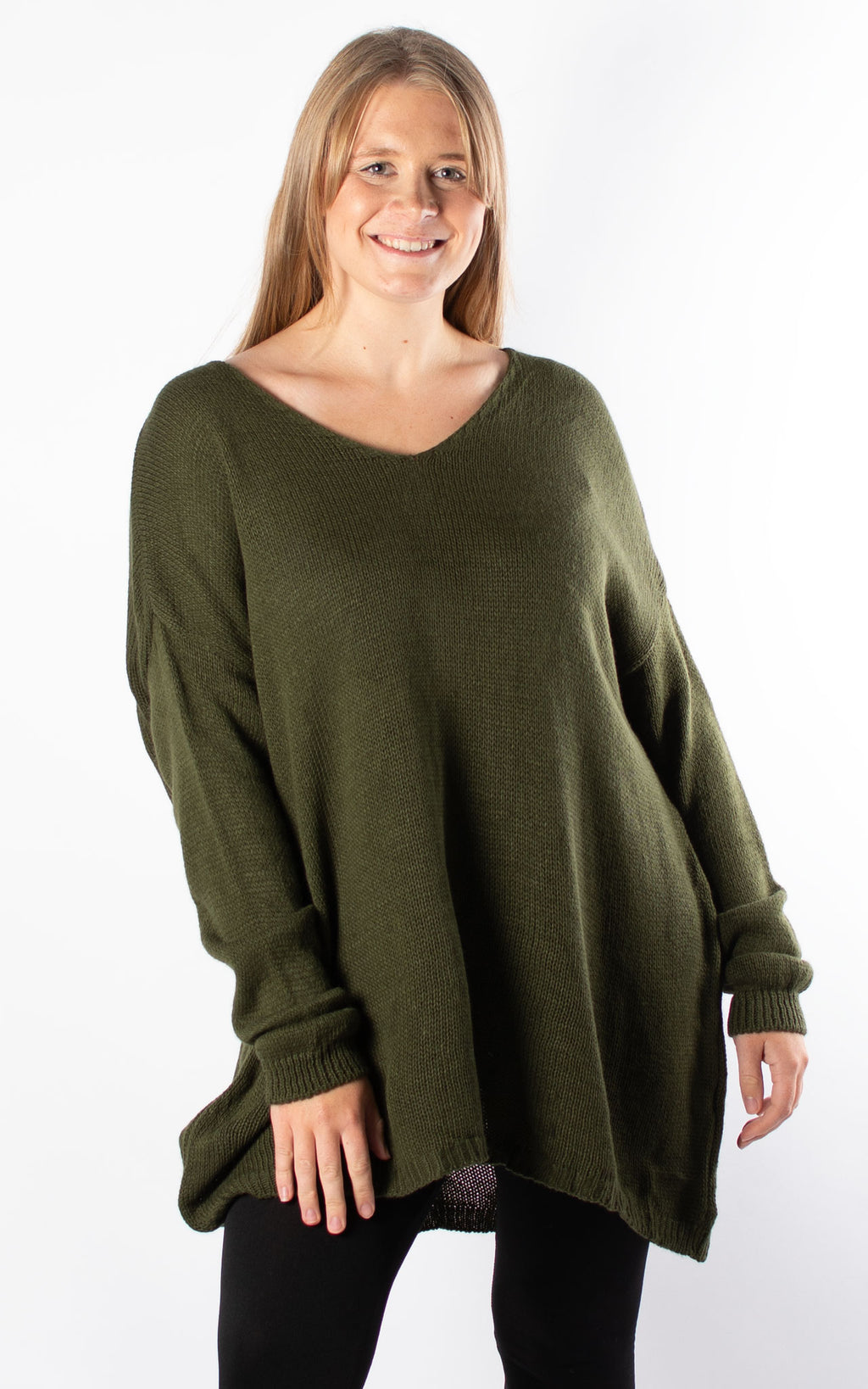 Ally V-neck Knit | Khaki