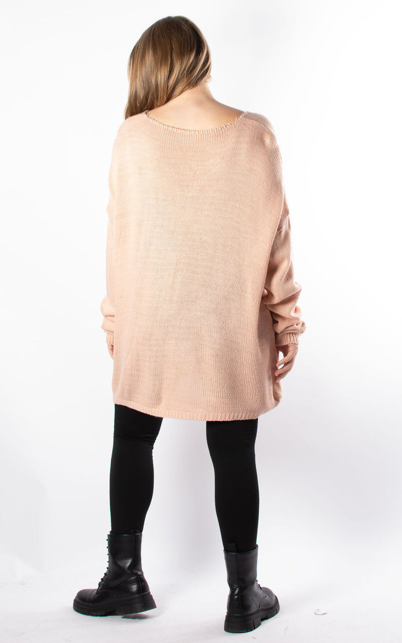 Ally V-neck Knit | Pale Pink