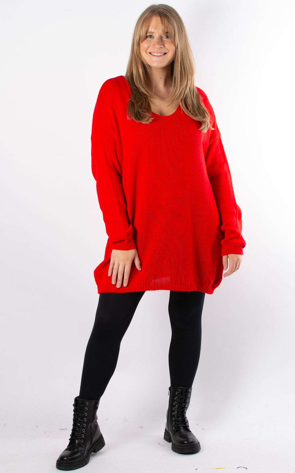 Ally V-neck Knit | Red