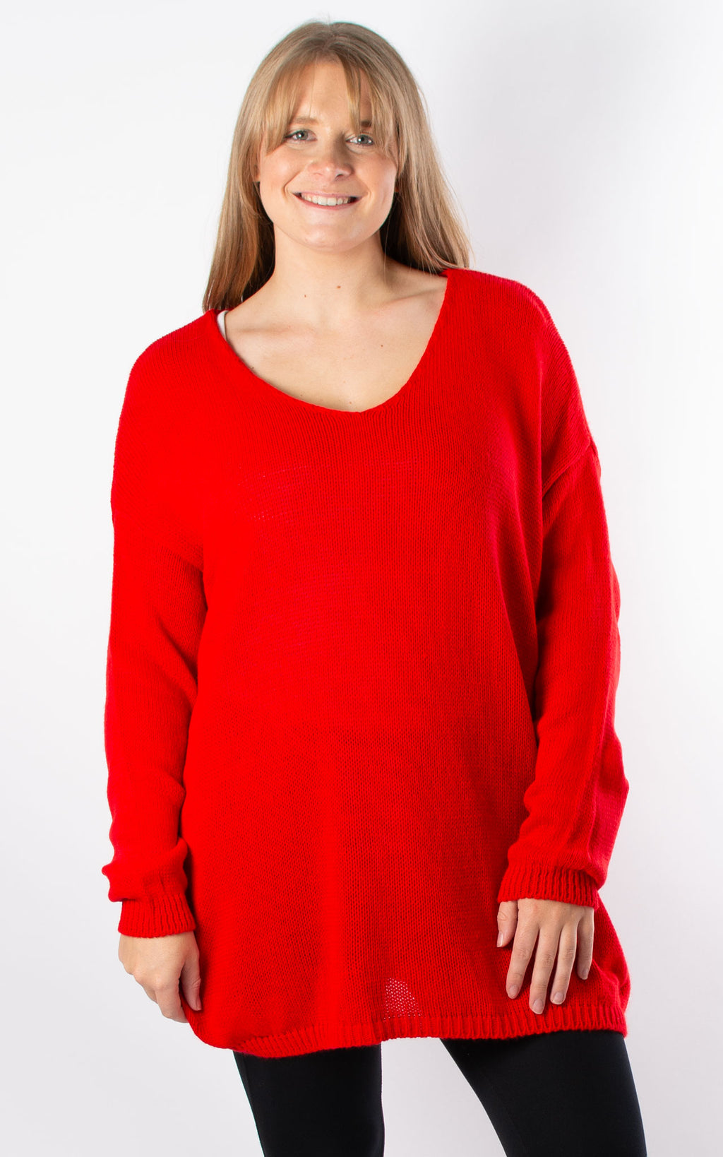 Ally V-neck Knit | Red