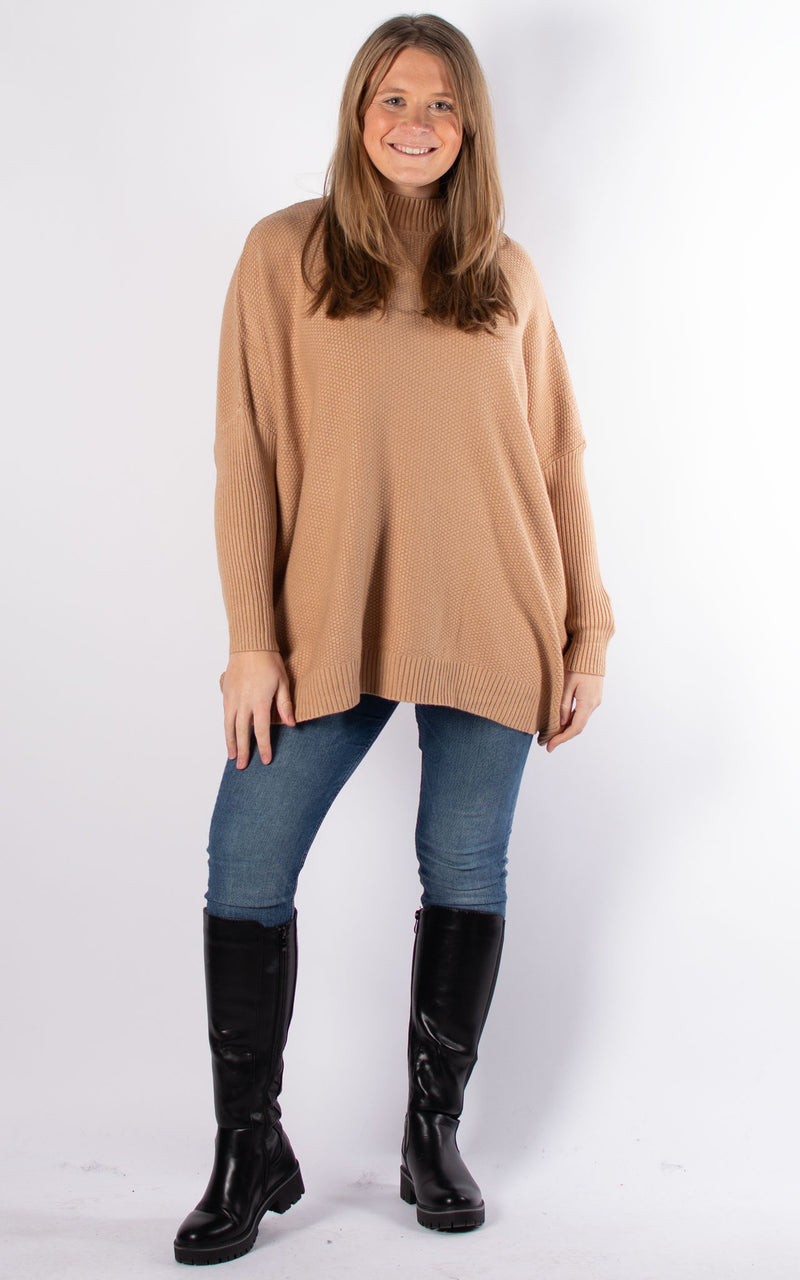 Amanda Textured Jumper | Camel