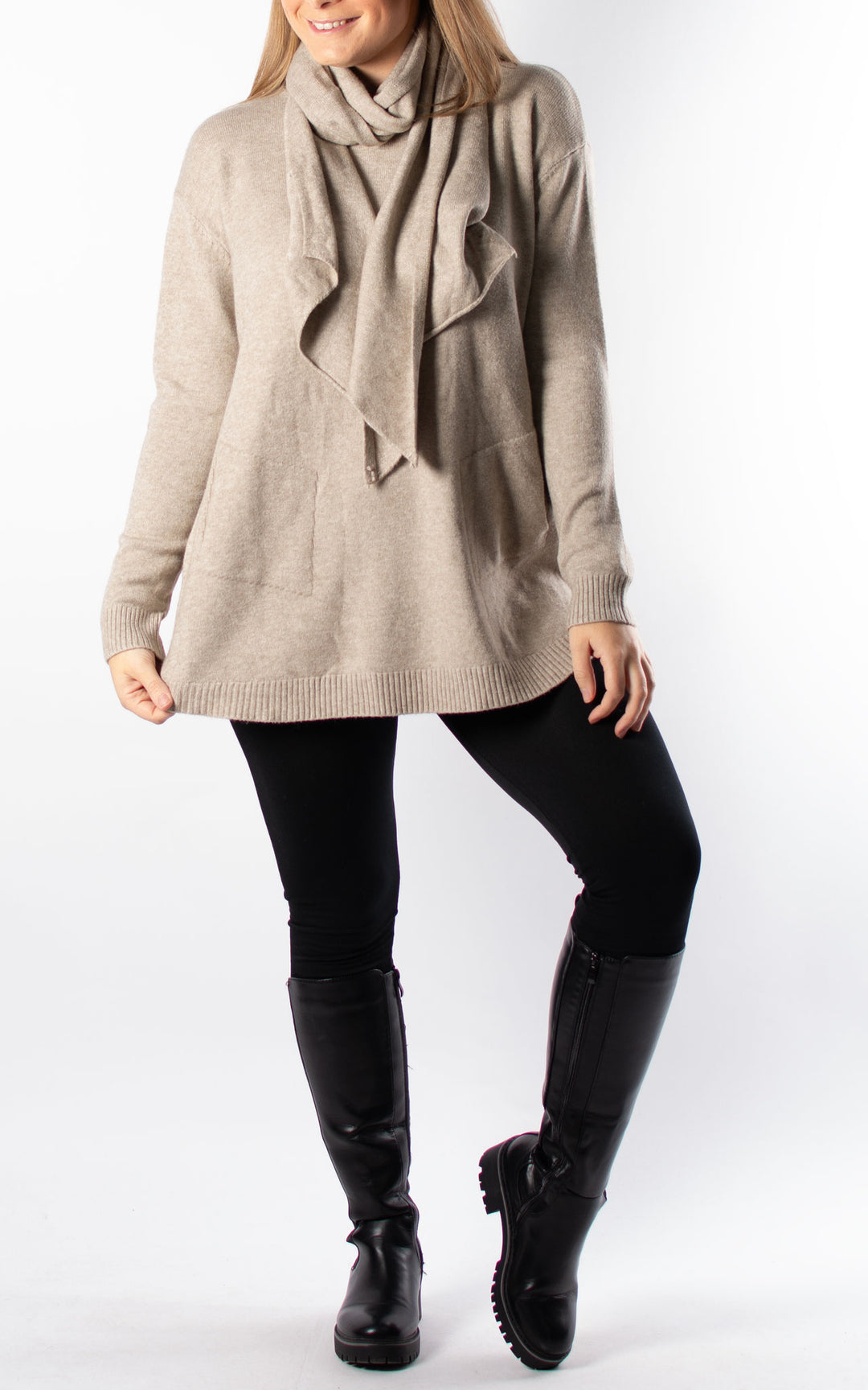 Amelia Scarf Jumper | Biscuit