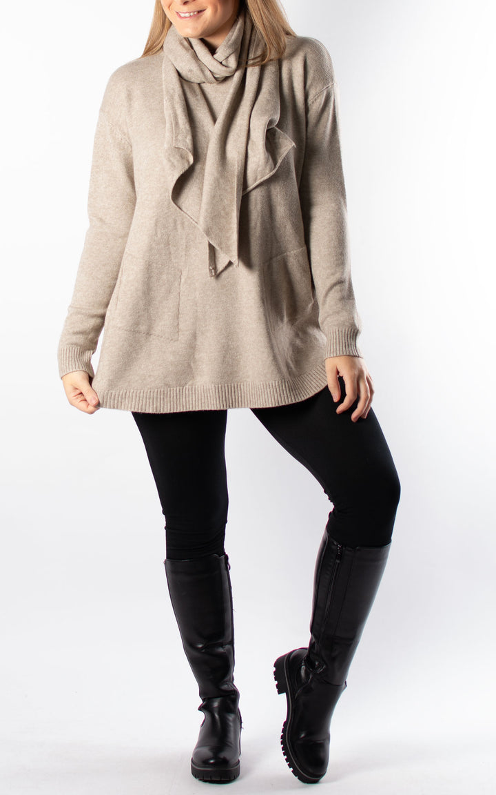 Amelia Scarf Jumper | Biscuit