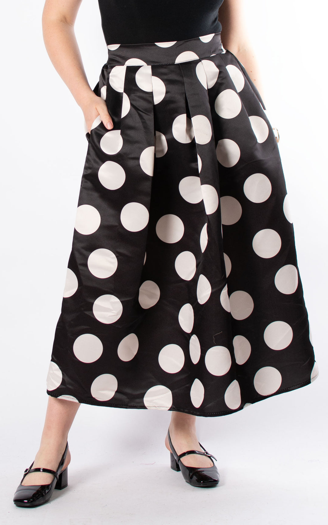 Andrea Printed Skirt | Polka Dot | Black