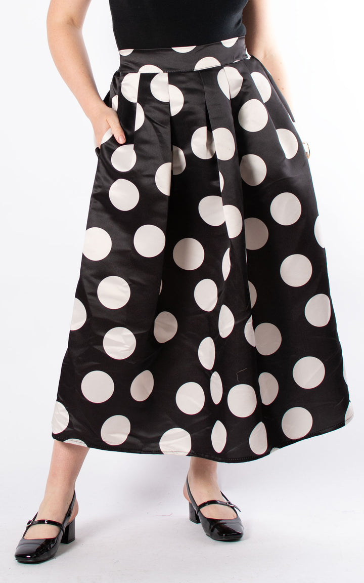 Andrea Printed Skirt | Polka Dot | Black