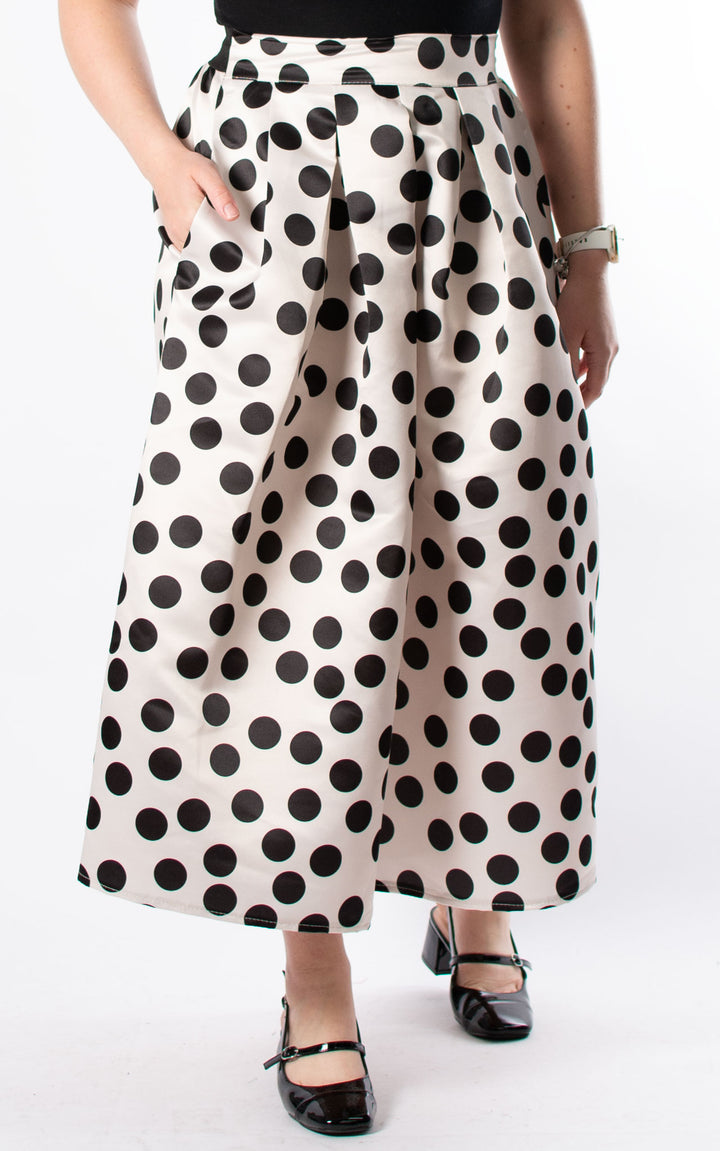 Andrea Printed Skirt | Polka Dot | Champagne