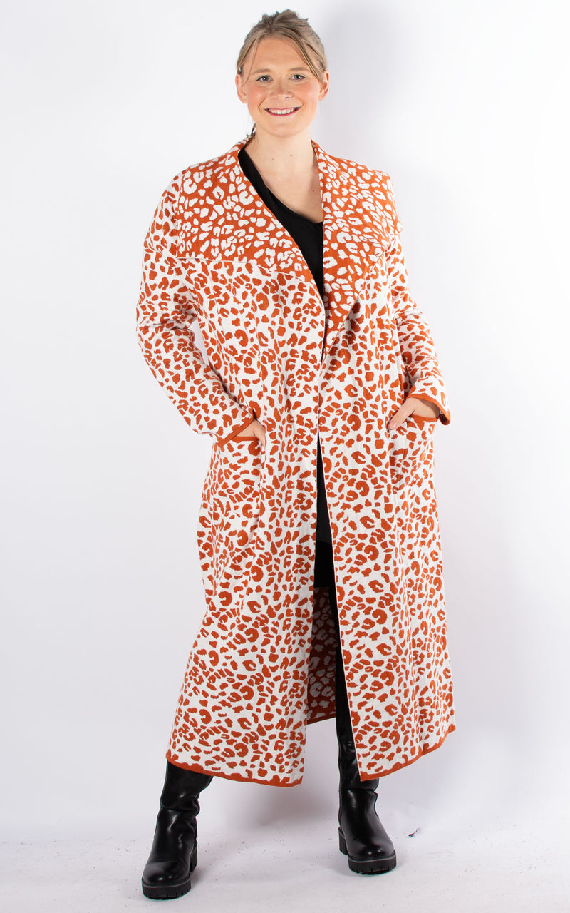 Animal Print Coat | Rust